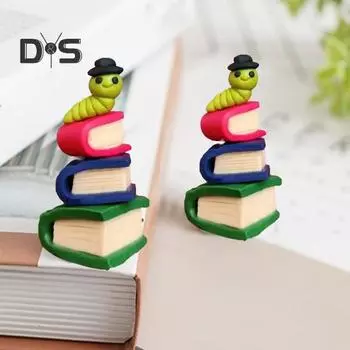 Цилиндр Книжный червь Фигурка Мультфильм Книга Гусеница Смола Статуя Модель Фигура Скульптура Орнамент Игрушка Домашний Офис Украшение Рабочего Стола Читать Любителей Подарок зелёный