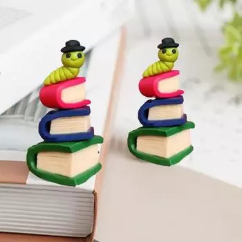 Цилиндр Книжный червь Фигурка Мультфильм Книга Гусеница Смола Статуя Модель Фигура Скульптура Орнамент Игрушка Домашний Офис Украшение Рабочего Стола Читать Любителей Подарок светло-коричневого