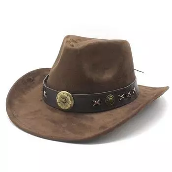 Цилиндр, замшевый, перевернутый ковбойский цилиндр, мужские и женские шляпы, мужские и женские шляпы с загнутыми полями. M56-59cm
