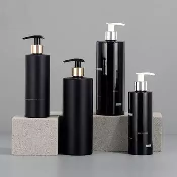 Цилиндрическая ПЭТ-бутылка объемом 300 мл для лосьона, шампуня, геля для душа или дезинфицирующего средства для рук 300ml + V silver pump