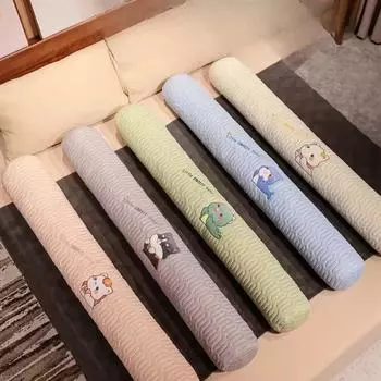 Цилиндрическая подушка для ног, талии, подушка для сна, длинная подушка, классная и милая однотонная латексная подушка в полоску для сна 65cm