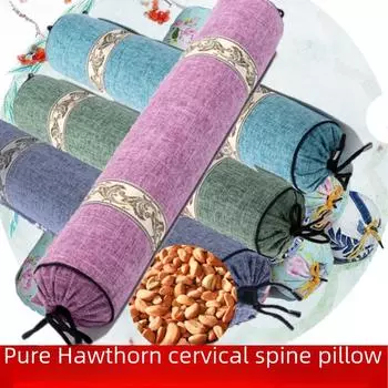 Цилиндрическая подушка для шеи из бамбукового угля с льном и моксой для поддержки шеи 42 x 9 cm