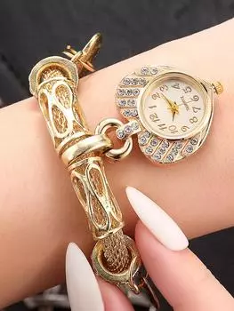 Цилиндрическая стальная сетка с браслетом, часы с корпусом в виде бриллиантового персикового сердца, модные часы, персонализированные ретро женские часы