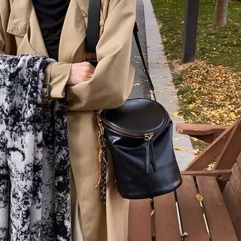 Цилиндрическая сумка через плечо, женская сумка, сумка на плечо, сумка для ведра с водой, рюкзак коричневый