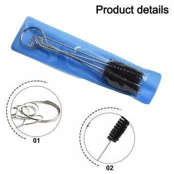 Цилиндрическая трубчатая щетка, детали, 5 шт./комплект, отверстия, длинная ручка