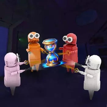 Цилиндрический человек, четырехцветная модель строительного блока, мелкие частицы, детские развивающие игрушки для сборки One Size оранжевый