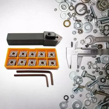 Цилиндрический держатель токарного инструмента с 10-предметным CNMG120408-MA VP15TF отверткой из закаленного сплава 100 мм/3,9 дюйма