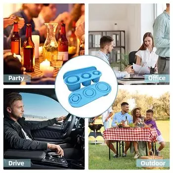 Цилиндрический лоток для кубиков льда для стакана Stanley Cup, складные многоразовые силиконовые формы для льда, цельные, с 3 сетками для напитков, сока, кофе синий