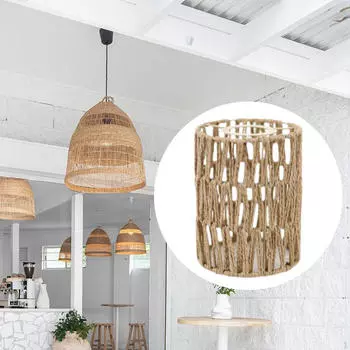 Цилиндрический светильник ручной работы для потолочного вентилятора и дома Light Brown