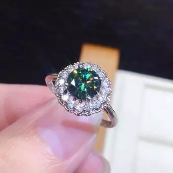 Cincin Batu Zirkon Kristal Hijau Wanita Lucu Cincin Pernikahan Warna Perak Minimalis untuk Wanita Pengantin Cincin Pertunangan Bulat Tipis green