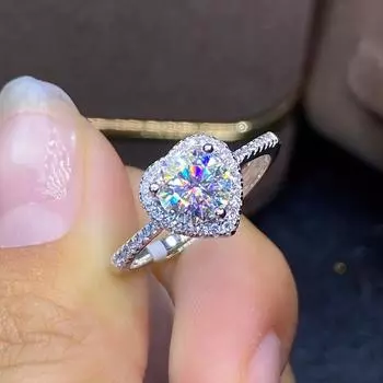 Cincin Batu Zirkon Kristal Putih Wanita Lucu Cincin Pernikahan Warna Perak Minimalis UNTUK WANITA Perhiasan Pertunangan Hati Tipis Pengantin perak