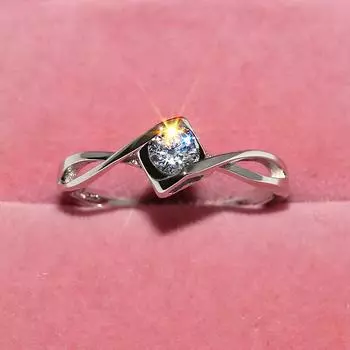 Cincin Berlian 1ct untuk Wanita Mewah 14 K Emas Putih Perhiasan Pengantin untuk Pesta Pertunangan Pernikahan Hadiah Sederhana Bijoux Femme 10