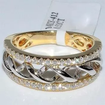 Cincin Berlian Penuh Wanita Antik Cincin Pernikahan Emas Pesona untuk Wanita Cincin Pertunangan Kristal Berongga Pengantin Halus S925 Padat YELLOW