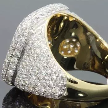 Cincin Pernikahan Berlian Pave Mikro Laki-laki Perempuan Cincin Pertunangan Hip Hop Bling Bentuk Bulat Keren Jalanan Pria Bling Iced Out S925 Cincin 10