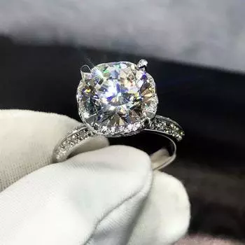 Cincin Pernikahan Perak Murni 925 Kualitas Tinggi untuk Wanita Cincin Jari CZ Persegi Putri untuk Wanita Perhiasan Pertunangan Perak 10
