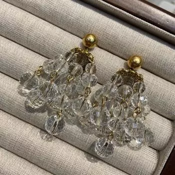 Циндао ювелирные изделия антикварные ювелирные изделия золотые хрустальные люстры серьги летние новые азиатские прозрачные серьги