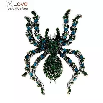 Cindy Xiang Стразы Большие Броши Паук Для Женщин Насекомое Булавка Винтаж Пальто Свитер Ювелирные Изделия Высокого Качества 2 Цвета Доступны красный