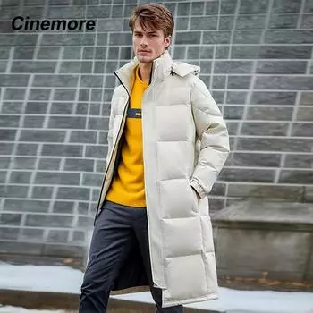 Cinemore мужская куртка зима 2024 теплая длинная парка с капюшоном верхняя одежда мужская одежда модная куртка пуховик мужское пальто унисекс CJ-40 S белый