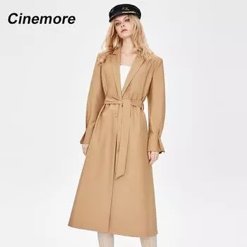 CINEMORE, новинка 2022, женский пиджак с широкими лацканами, однотонный, свободный, высокого качества, повседневный, осенне-зимний, шикарный женский плащ 92213