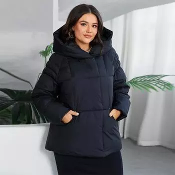 Cinemore Новые модные парки женские большие размеры короткие повседневные женские куртки с капюшоном и карманами женские пуховики женские верхняя одеждаNP-88595 L темно-синий