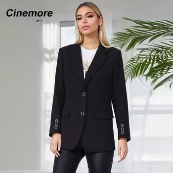 Cinemore, новый короткий модный женский пиджак, весна-осень 2024, однотонный тонкий пиджак на двух пуговицах, качественная женская куртка 2S2053