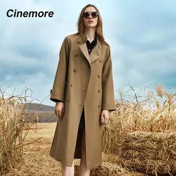 Cinemore осенний женский плащ, непромокаемый повседневный длинный ветровка, куртка с воротником-стойкой и поясом, женское шикарное женское пальто