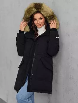 Cinemore Женская куртка длинная Fashion Grace женские зимние пуховики с карманом на молнии и поясом парка высокого качества верхняя одежда 9039 M чёрный