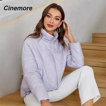 Cinemore женская куртка осень 2023 теплые парки верхняя одежда с капюшоном женская одежда модная короткая теплая куртка женское стеганое пальто