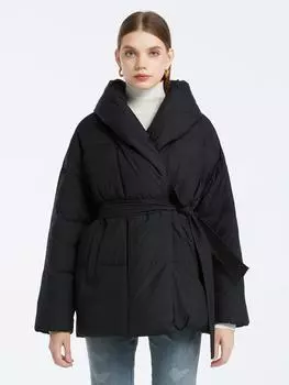 Cinemore женская куртка осень 2024 теплые парки верхняя одежда с лацканами женская одежда модная длинная теплая куртка женское стеганое пальто S чёрный