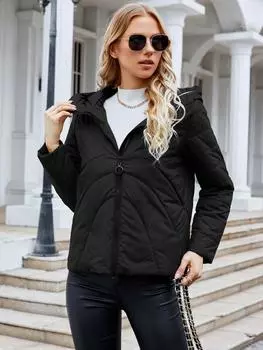 Cinemore женская куртка осень 2024 теплые парки верхняя одежда с лацканами женская одежда модная длинная теплая куртка женское стеганое пальто S чёрный