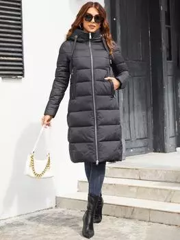 Cinemore женская куртка зима 2024 теплая длинная парка с капюшоном верхняя одежда женская одежда модный пуховик женское пальто унисекс S серый