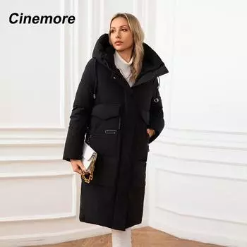 Cinemore женская куртка зима 2024 теплые длинные парки верхняя одежда с капюшоном женская одежда модный пуховик женское пальто 06 42 фиолетовый