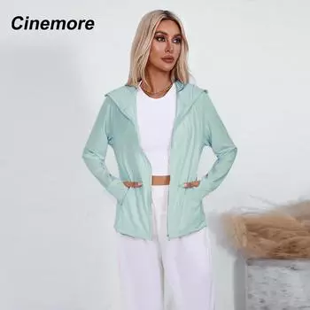 Cinemore Женское летнее модное тонкое солнцезащитное пальто с защитой от ультрафиолета Повседневная ветровка с капюшоном и длинным рукавом Ветровка Верхняя одежда XXS синий