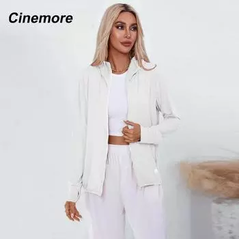 Cinemore Женское летнее модное тонкое солнцезащитное пальто с защитой от ультрафиолета Повседневная ветровка с капюшоном и длинным рукавом Ветровка Верхняя одежда XXS синий