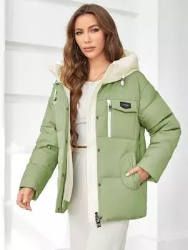 Женская парка Cinemore 2023 года, новая модная женская короткая облегающая повседневная теплая куртка с капюшоном и воротником-стойкой 83682 S зелёный