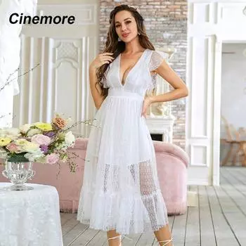 Cinemore женские летние сарафаны платье на бретельках гипюровое кружево платья для выпускного вечера для женщин 2022 праздничное платье юбки одежда женская MC8103