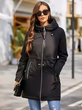 Женское пальто Cinemore весна 2022 Высококачественная женская парка средней длины Тонкая женская куртка из ветрозащитного хлопка Повседневная спортивная верхняя одежда 8249 M чёрный