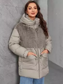 Cinemore Зимняя куртка-пуховик женская короткая классическая застежка-молния с карманом и воротником-стойкой, с капюшоном, тонкое пальто для женщин, парки 9031 S серый