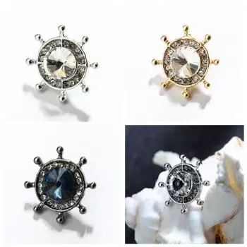 Цинк-цинковый сплав, брошь в виде руля направления, кристалл, элегантный подарок на день рождения синий