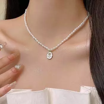 Цинк цинковый сплав бусины Y2k ожерелье ювелирные изделия для вечеринок ожерелье с розой винтажное ожерелье жемчужное колье женское колье золотой