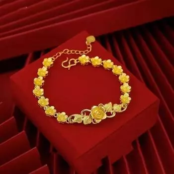 Цинк цинковый сплав имитация золотого цветка браслет украшения китайский стиль браслеты полый браслет женщины дамы Style 1