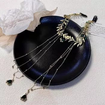 Цинк цинковый сплав кристалл лоб повязка винтажные украшения эллинизма оливковый лист голова цепочка аксессуары для волос зелёный