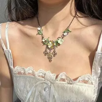Цинк цинковый сплав женское ожерелье изысканное ожерелье ключицы модное винтажное цветочное ожерелье винтажное 40CM