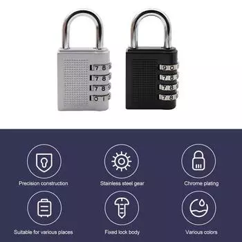 Цинковый сплав большой 4 ярда механический кодовый замок трансграничный пятно тренажерный зал бассейн шкаф 2 silver + 2 black разноцветный