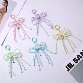 Цинковый сплав цинка бант брелок для ключей клетчатая сумка Y2k подвеска модный жемчужный бант брелок сумка аксессуары style G