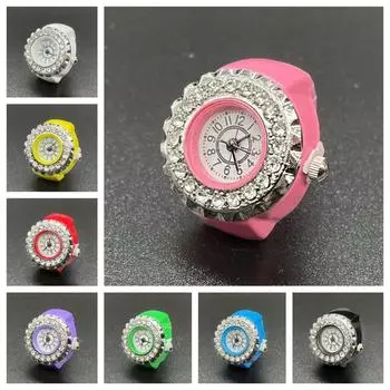 Цинковый сплав цинка блестящие кольца ювелирные часы винтажные блестящие часы на палец кольцо блестящие римские кварцевые часы женские розовый