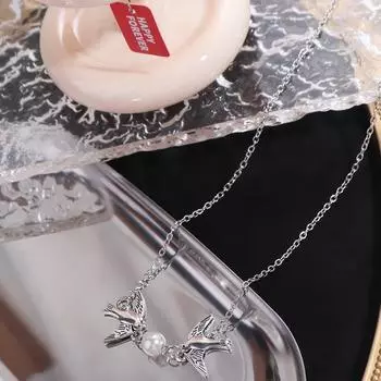 Цинковый сплав цинка готический креативный кулон животные украшения для вечеринки шея кулон ласточка ювелирные изделия в корейском стиле серебряный
