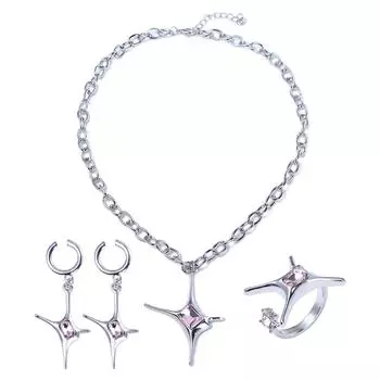 Цинковый сплав цинка простые кольца в корейском стиле Y2K металлические серьги женское ожерелье розовое хрустальное ожерелье со звездой Ring