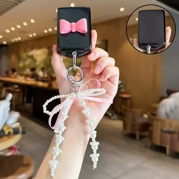 Цинковый сплав цинка жемчужный бант брелок звезда Y2k сумка кулон креативная лента бисер брелок для женщин white-style2