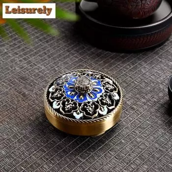 Цинковый сплав Zen, курильница для благовоний, агаровое дерево, сандаловая печь, трехногий лотос, печь для подношений Будды, чайная церемония